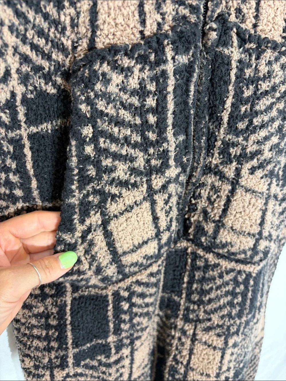 Skims Plaid Knit Long Sleeve Hooded Jumpsuit - Black & Tan